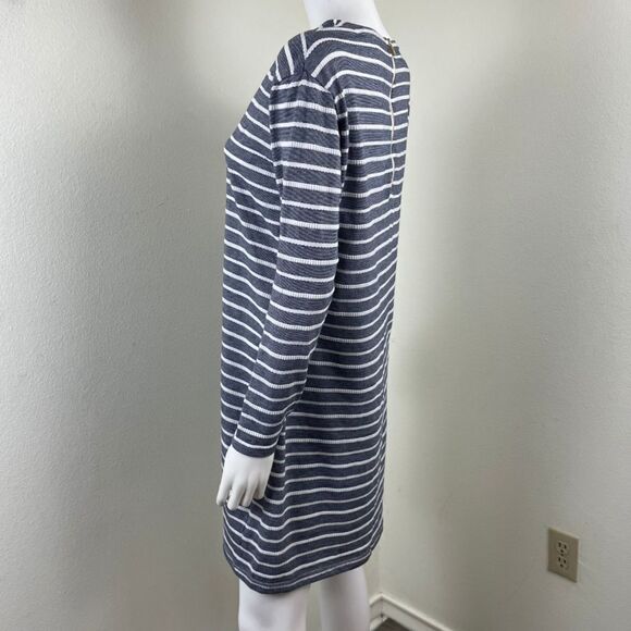 Sail to Sable Womens Size L Blue White Textured Striped Cotton Mini Shift Dress - Picture 15 of 15